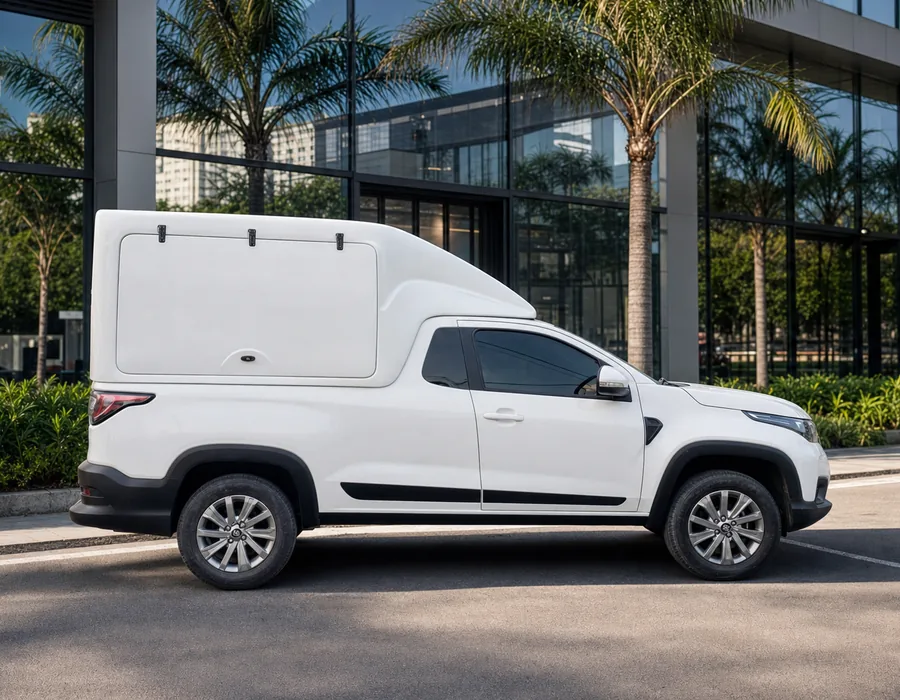 Furgão Portas Laterais – Capota de Fibra Fiat Strada 2020/21 Cabine Plus